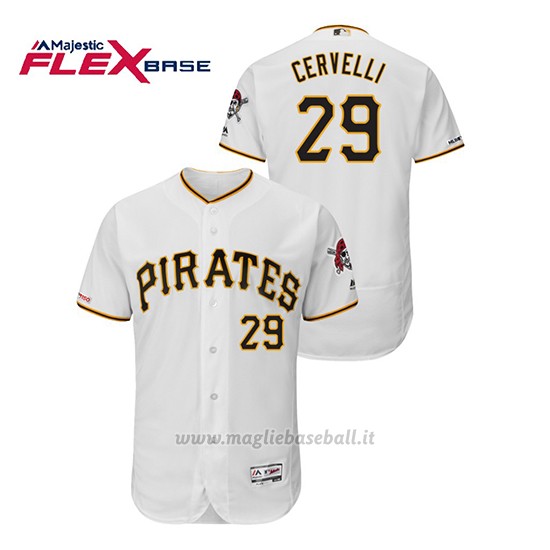 Maglia Baseball Uomo Pittsburgh Pirates Francisco Cervelli 150th Aniversario Patch Flex Base Bianco